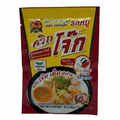 Packaged food product with colorful label featuring text and images on a white background