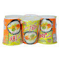 Three packages of Yeo-wol brand instant noodles on a white background