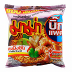 Packaged noodles with colorful label on a white background