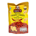 Yellow package of Papa-T Crispy Chilli Cheese Flavor on a white background