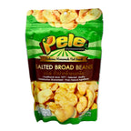 Packaged snack of salted broad beans with 'Pele' branding on a white background