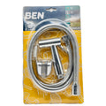 BEN Handheld Bidet Spray Set with chrome flexible hose front on white background