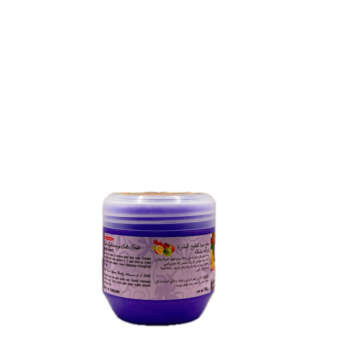 Carebeau Spa Lightening Salt Scrub Mixed Fruits 700g back label with ingredients