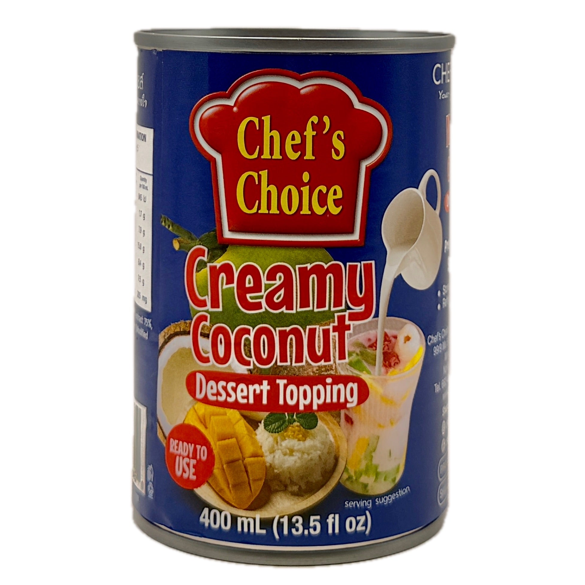 Chef's Choice Creamy Coconut Dessert Topping 400ml blue can front