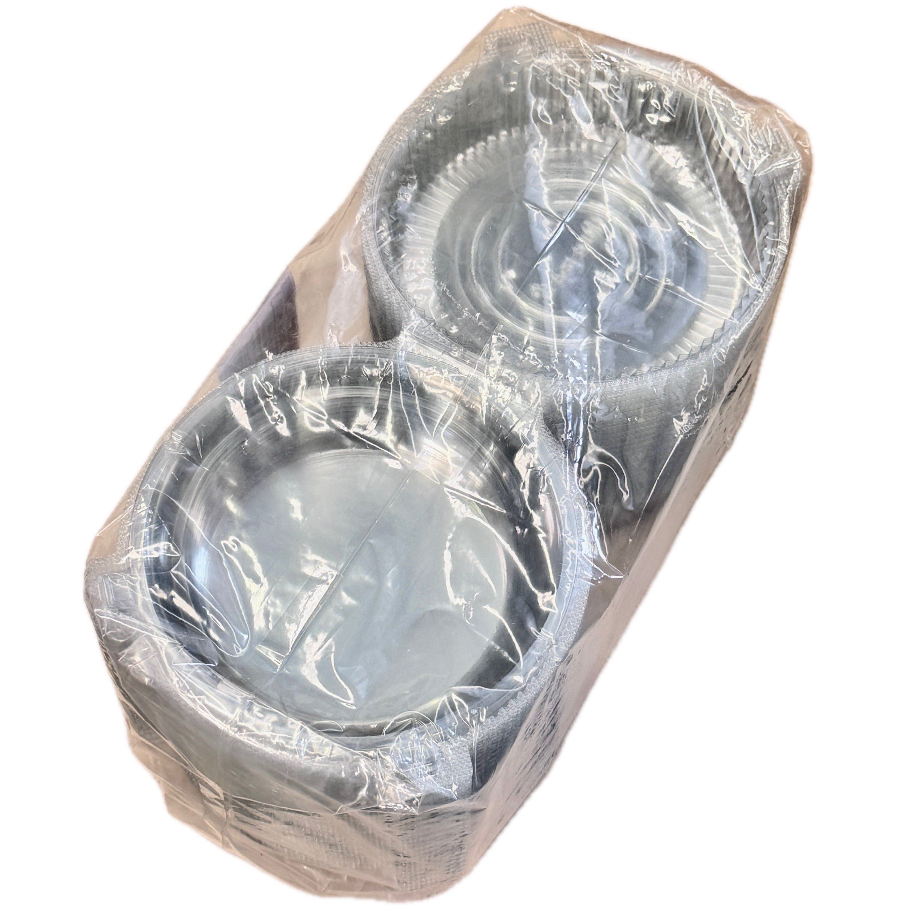 Clear PET food containers with transparent lids bulk pack of 50 top view overhead shot