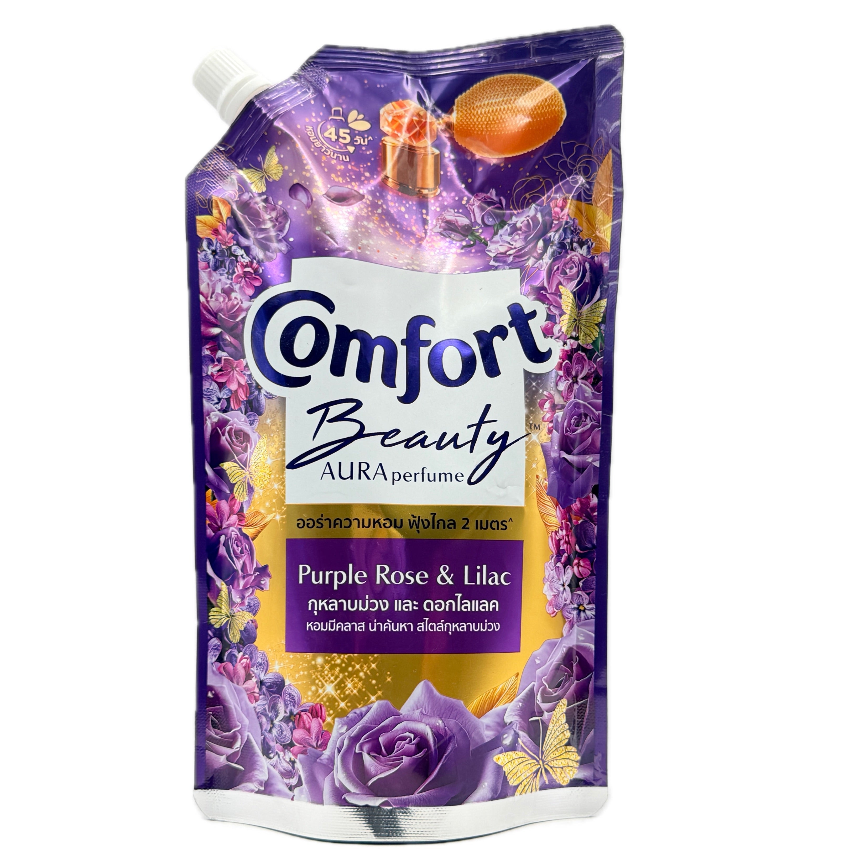Comfort Beauty AURA Perfume Purple Rose Lilac Fabric Softener 470ml front view