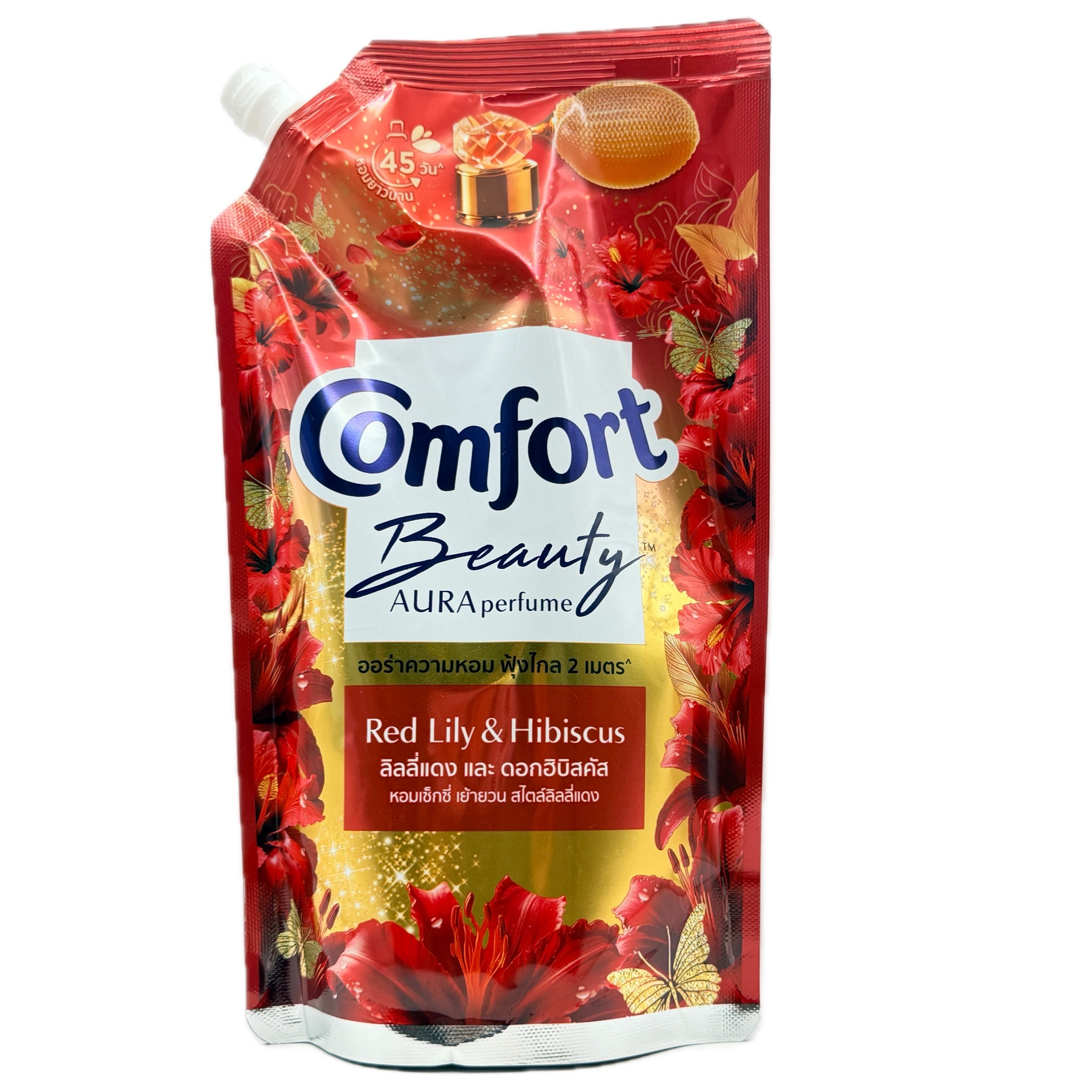 Comfort Beauty AURA Perfume Red Lily Hibiscus Fabric Softener 470ml front view