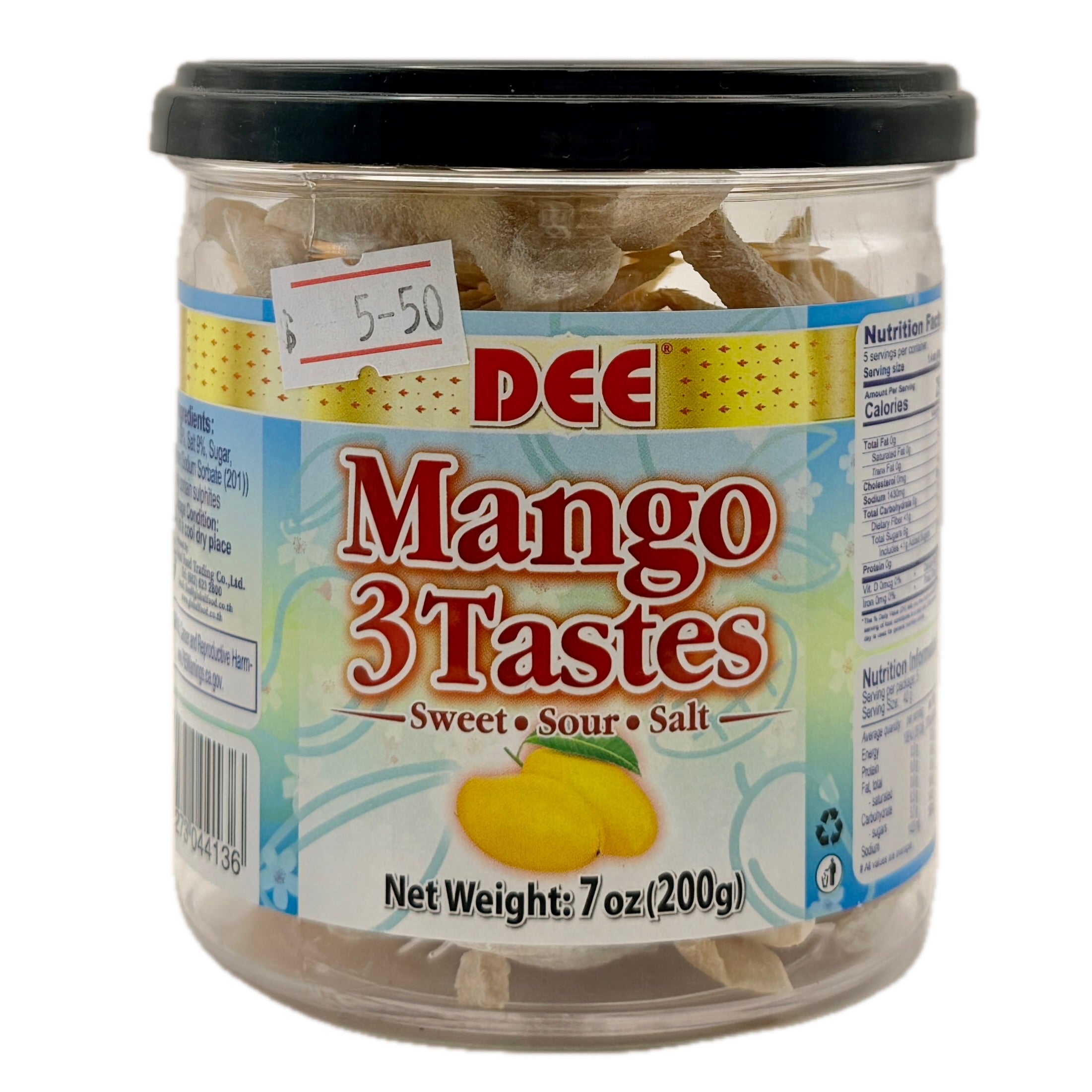 DEE Mango 3 Tastes Sweet Sour Salt 200g jar front Thailand