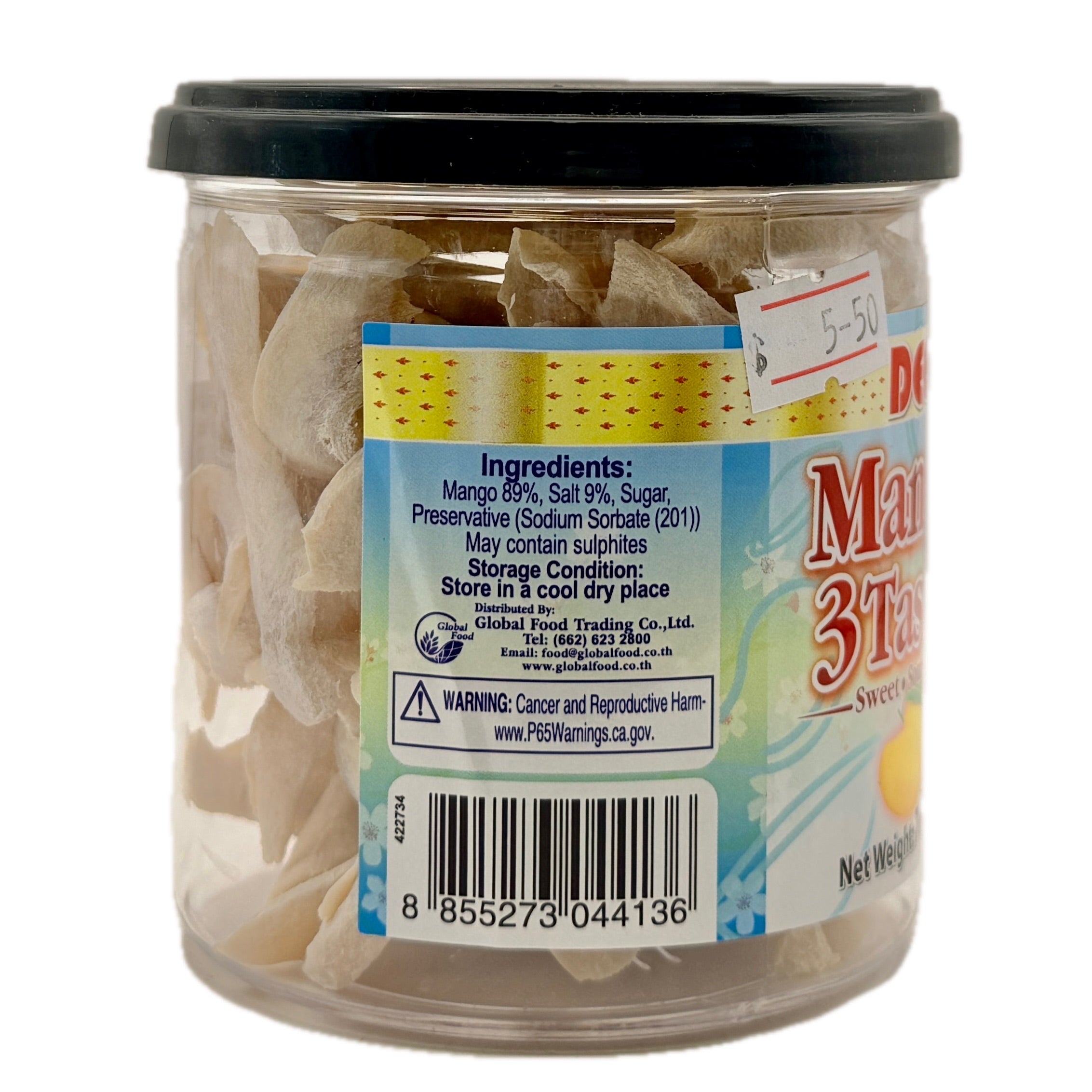 DEE Mango 3 Tastes ingredients label back view