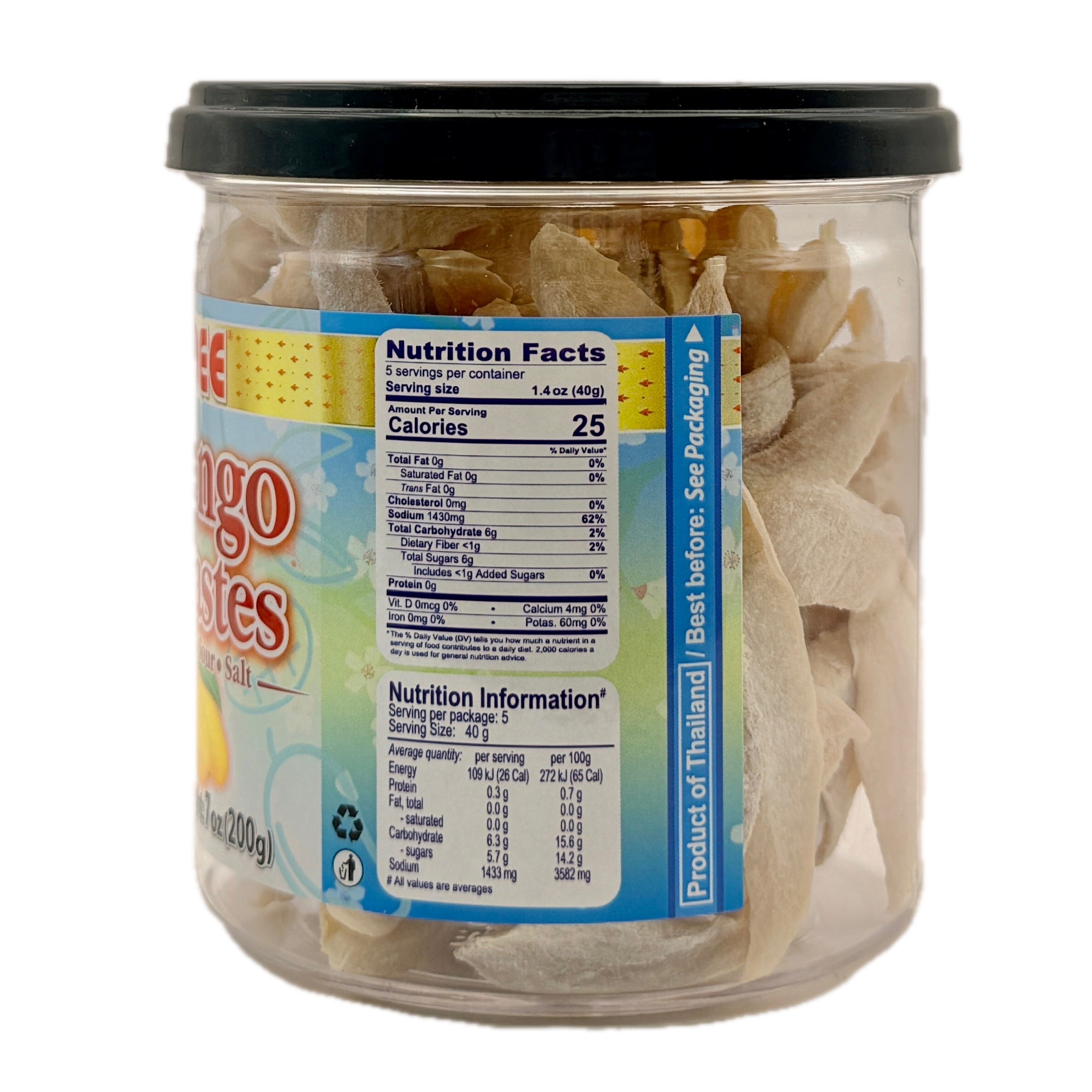 DEE Mango 3 Tastes nutrition facts panel