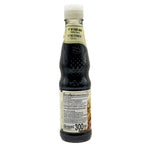 Dek Som Boon keto organic thin soy sauce 300ml bottle back label on white background