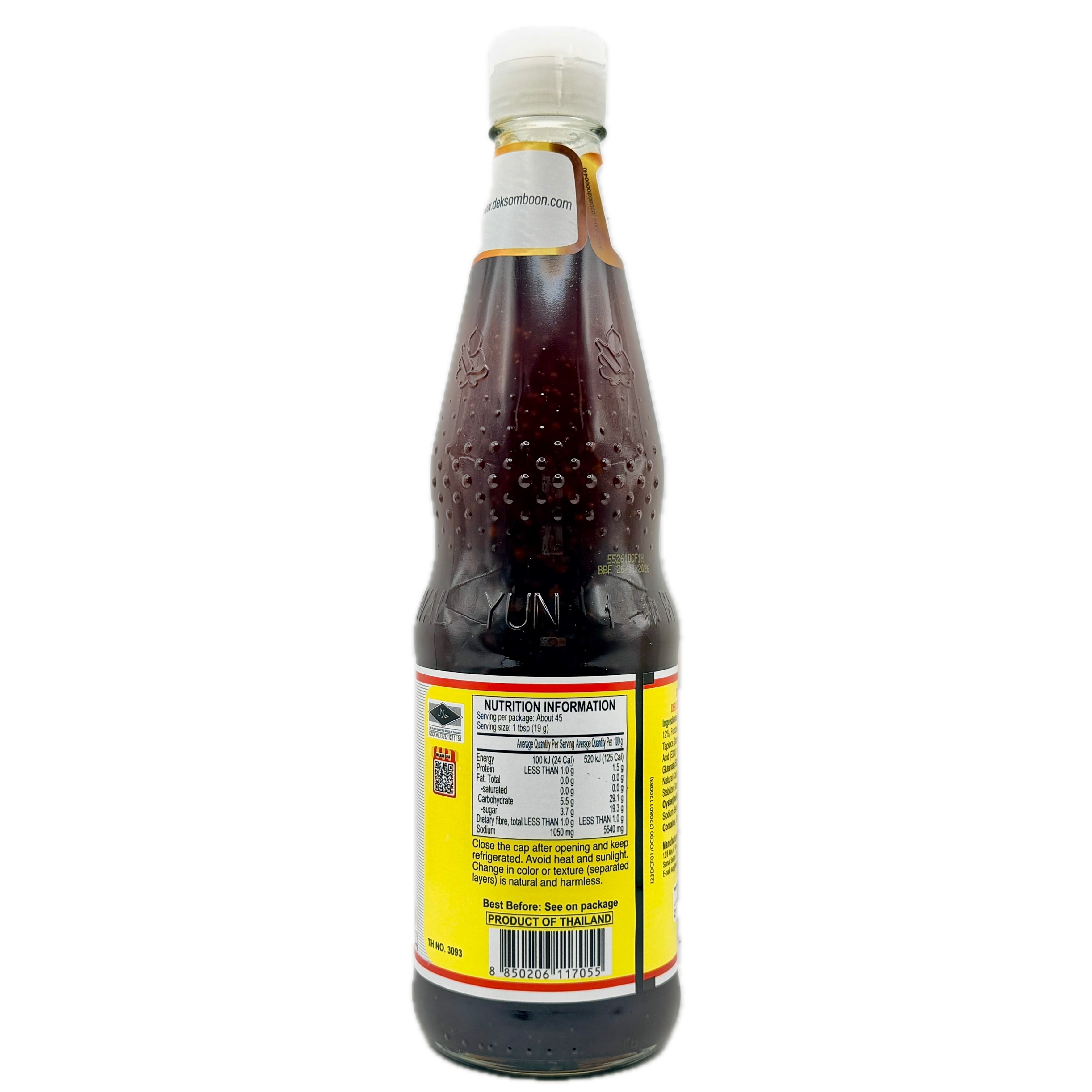 Dek Som Boon Oyster Sauce 850g back nutrition ingredients label
