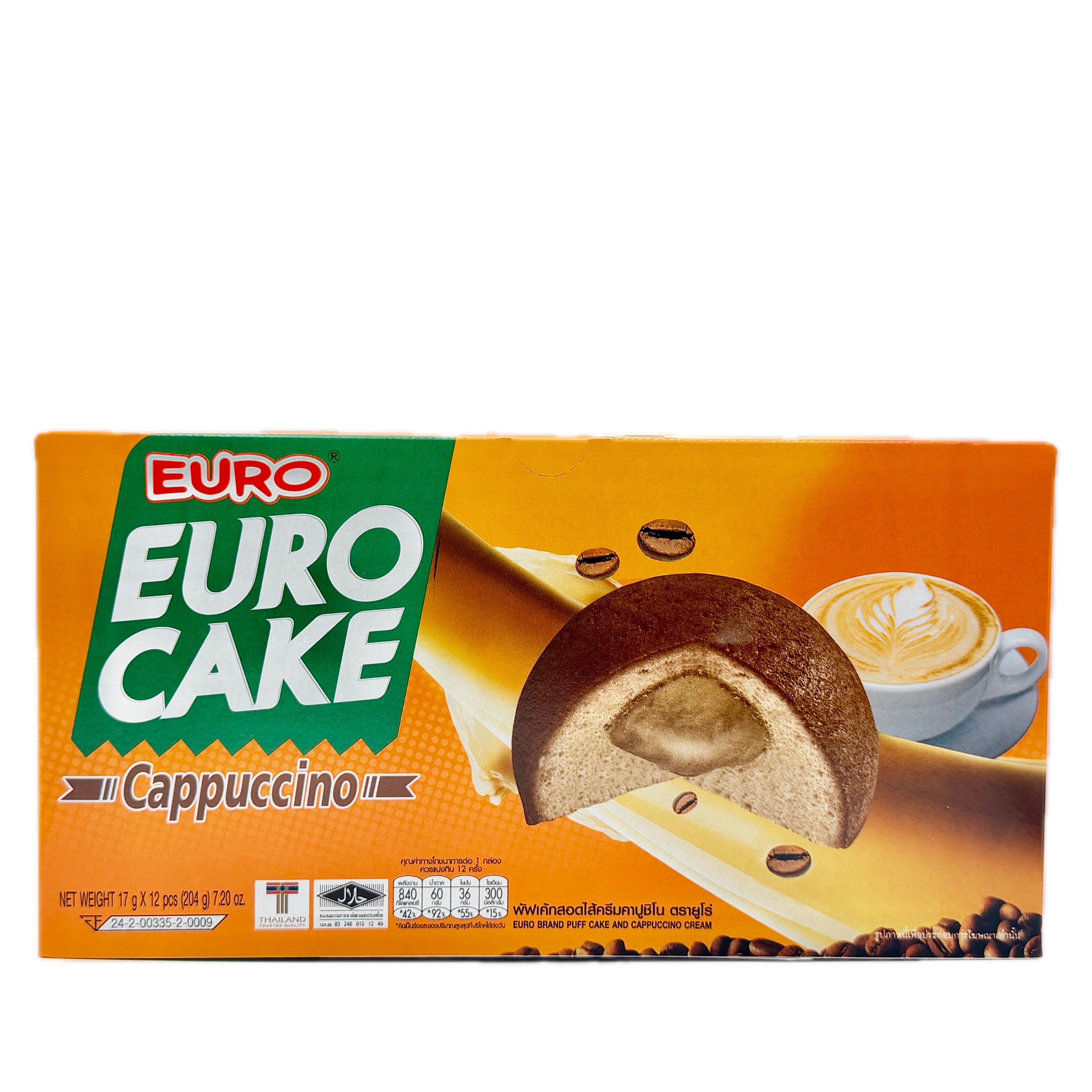 Euro Cake Cappuccino Cream Puff 204g box 12 pieces Thai snack