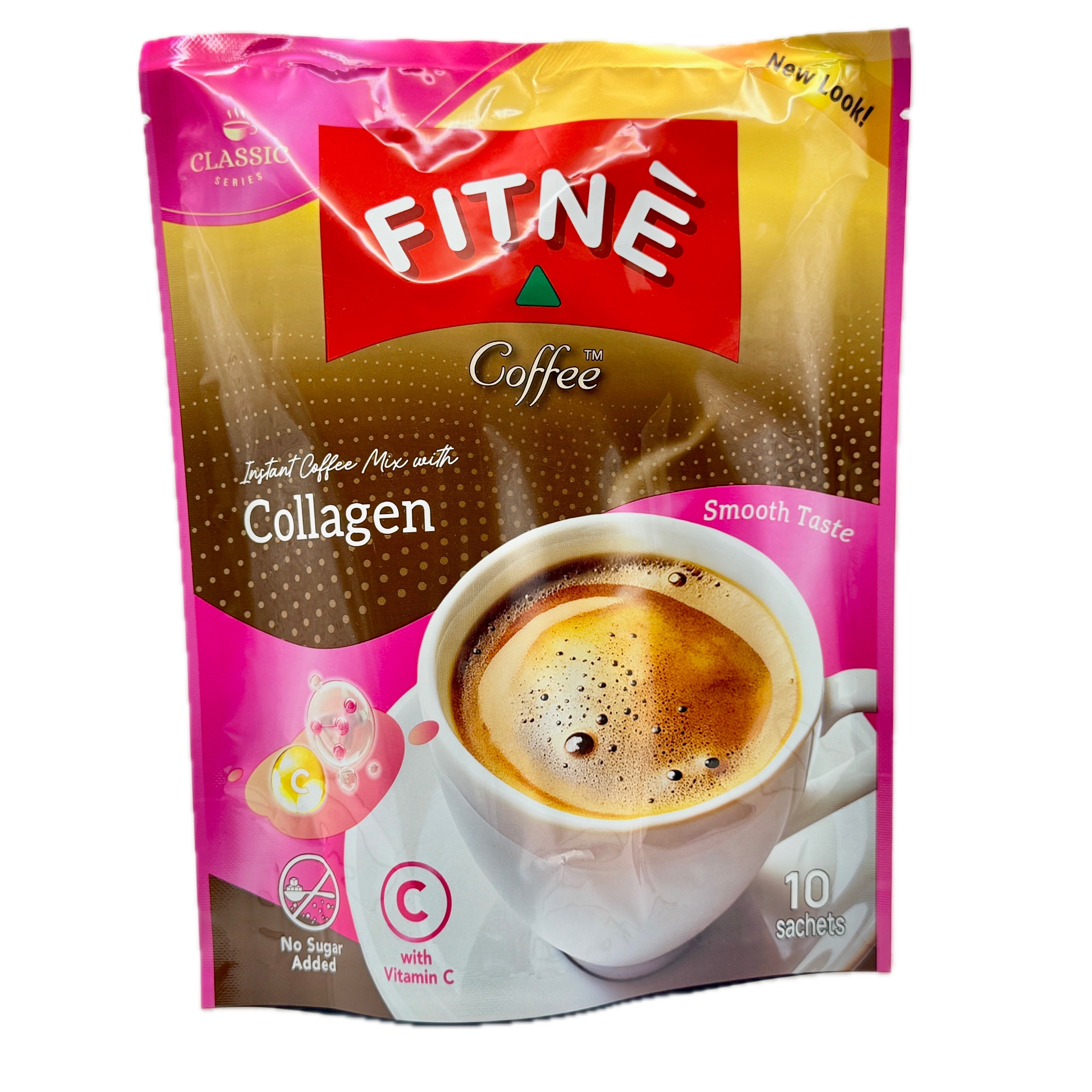 Fitne coffee instant mix with collagen 150g 10 sachets no sugar vitamin C