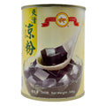 Goldfish Brand Grass Jelly 540g can with yellow and green label showing black jelly cubes on a spoon