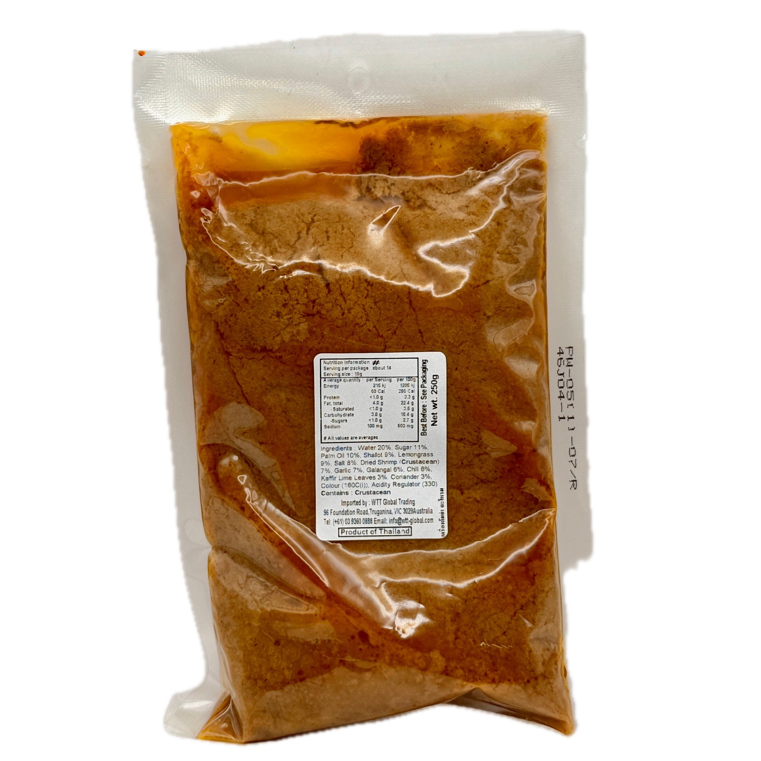 Jarome Tom Yum Paste 250g back with ingredients and nutrition info