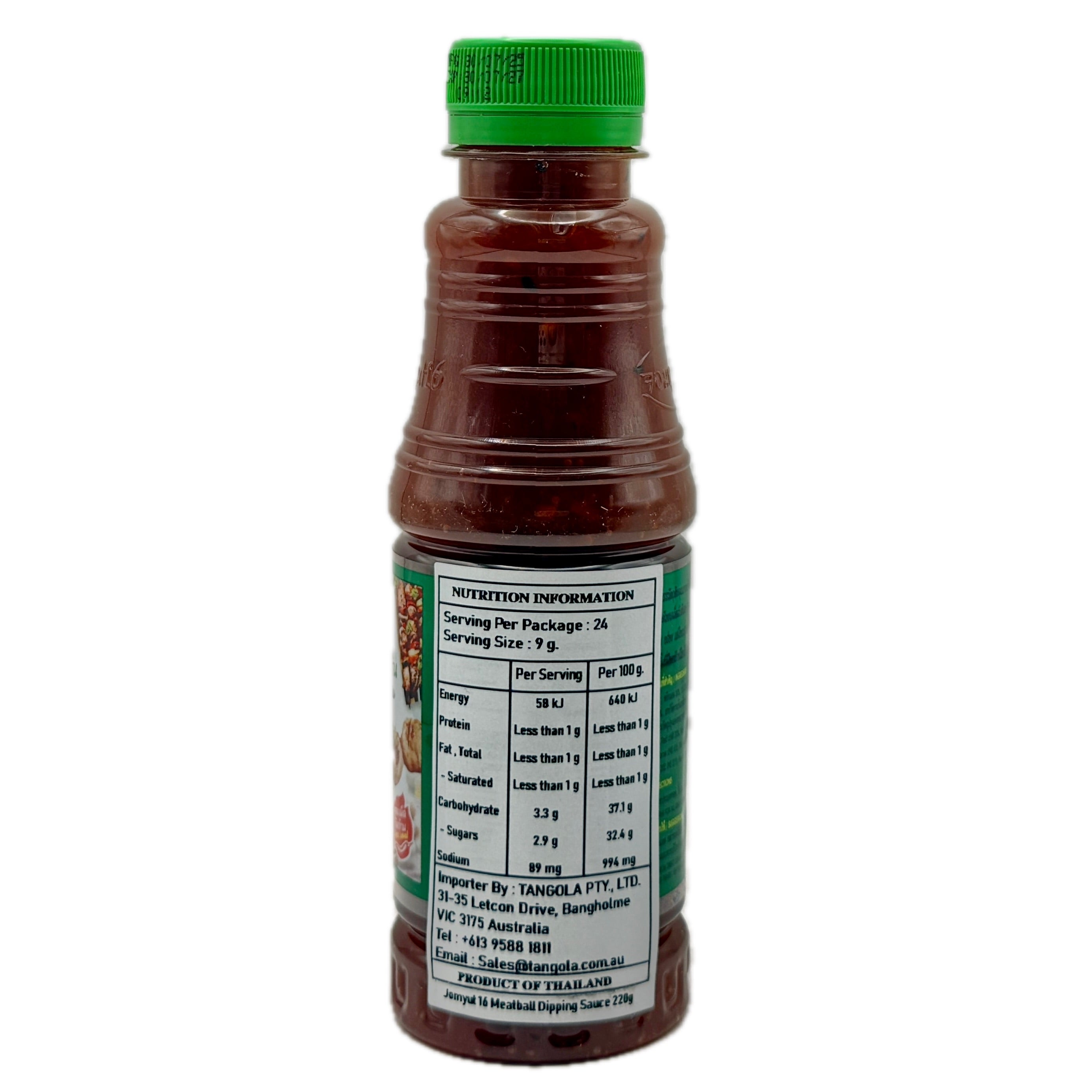 Jomyut16 Spicy Sweet Chili Sauce back label nutrition info