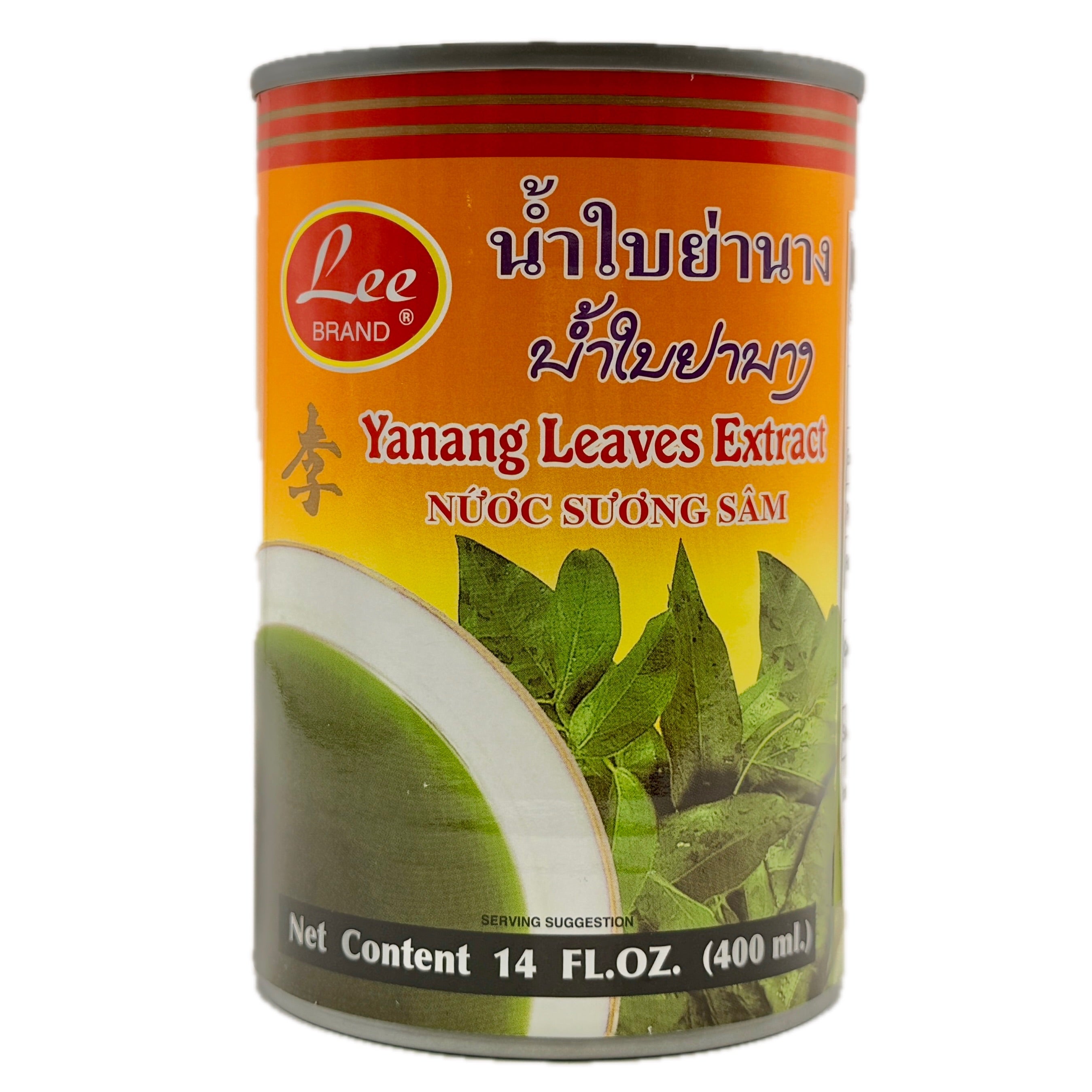 Lee Brand Yanang Leaves Extract 400ml orange can with green leaf imagery and Thai script