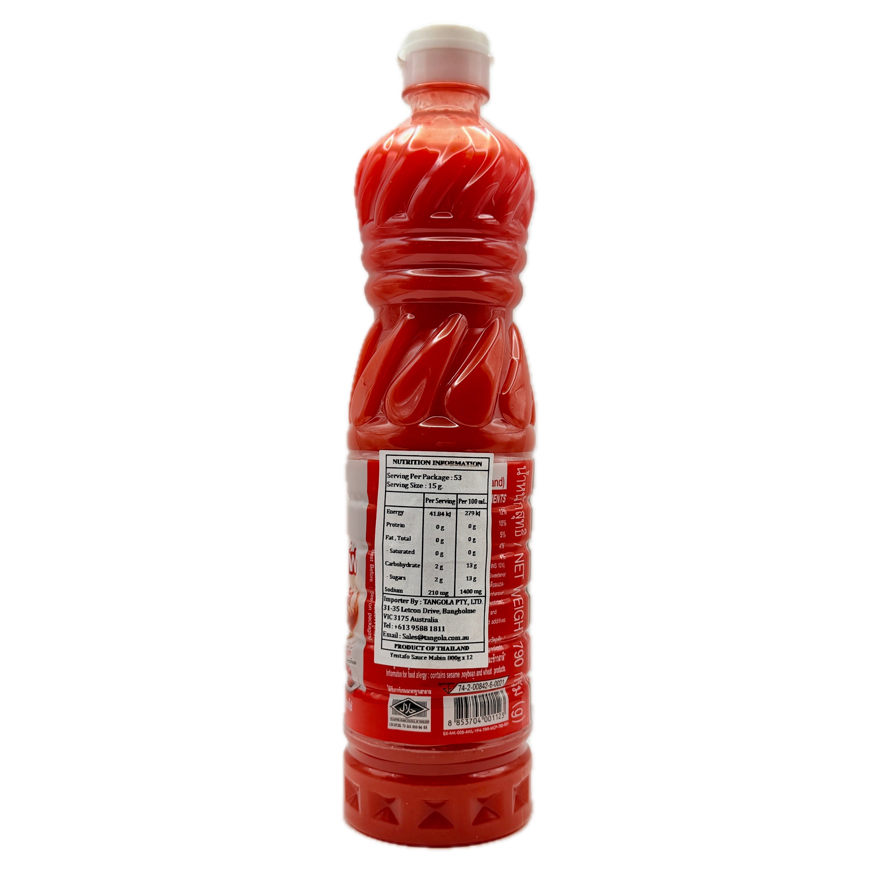 Mabin Yentafo Sauce 790g back label nutrition facts importer