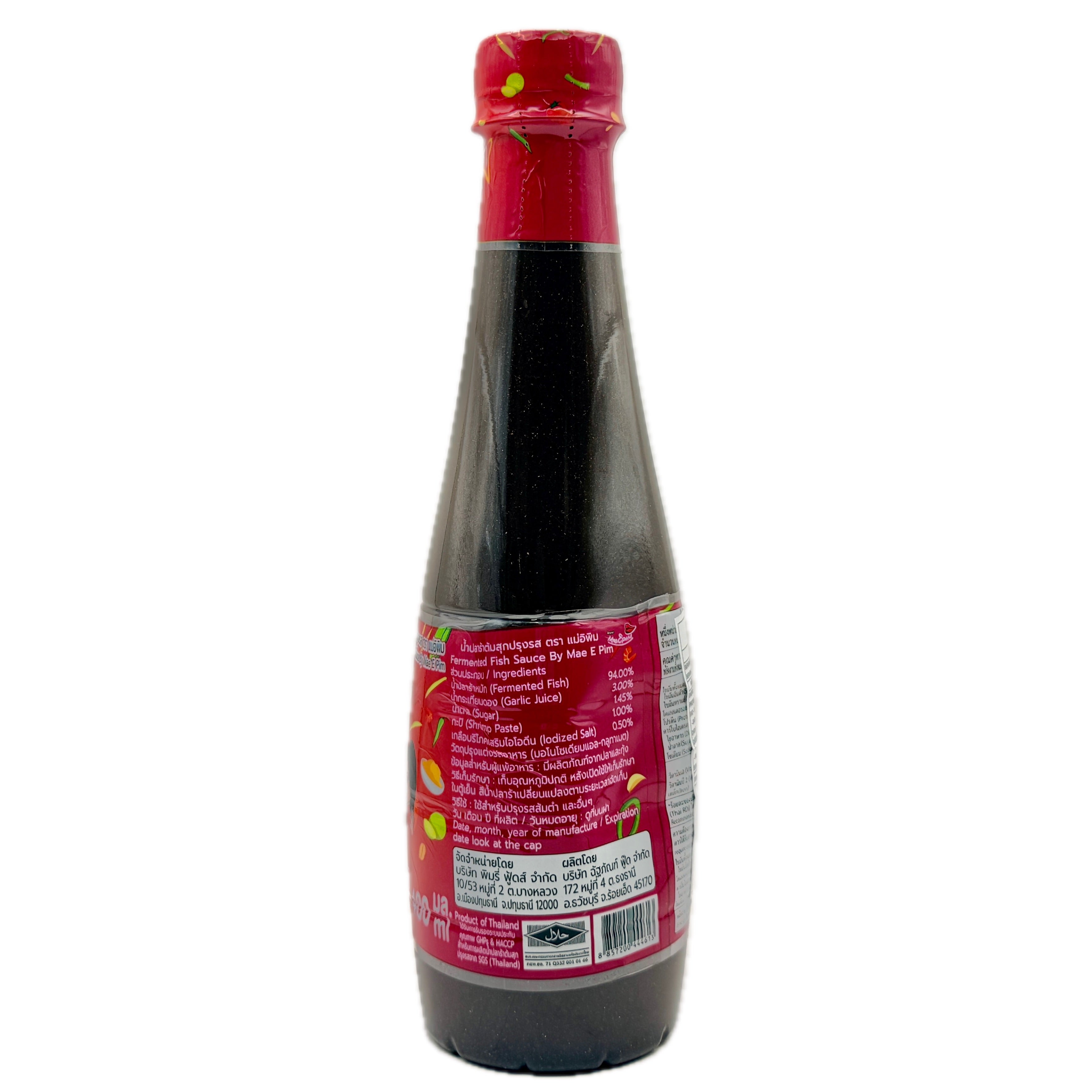 Mae E Pim fermented fish sauce 400ml nutrition back label