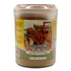 Mae Supen Curry Powder 100g clear plastic jar with yellow and green label showing fried crab