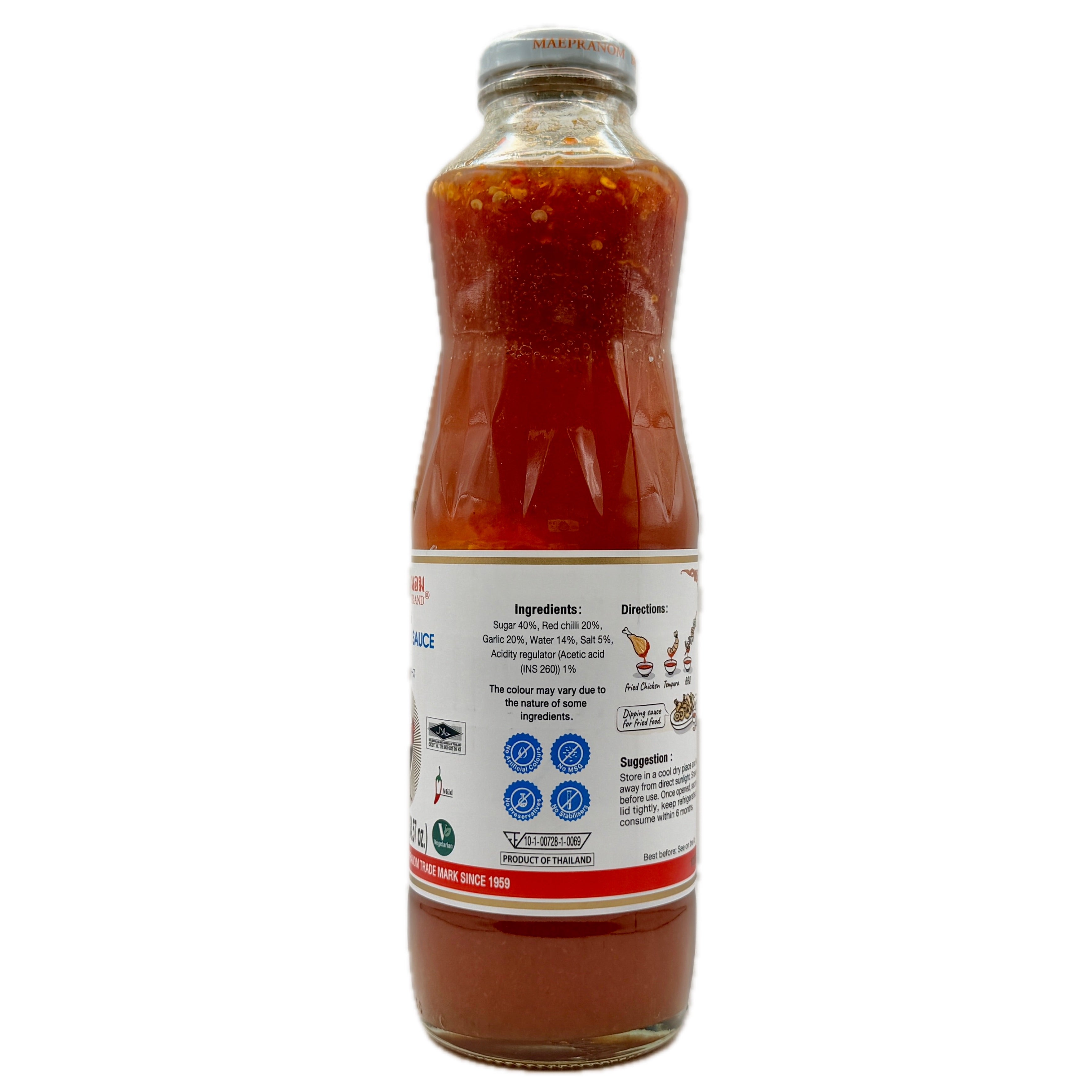 Maepranom Sweet Chilli Sauce 980g back label ingredients nutrition facts