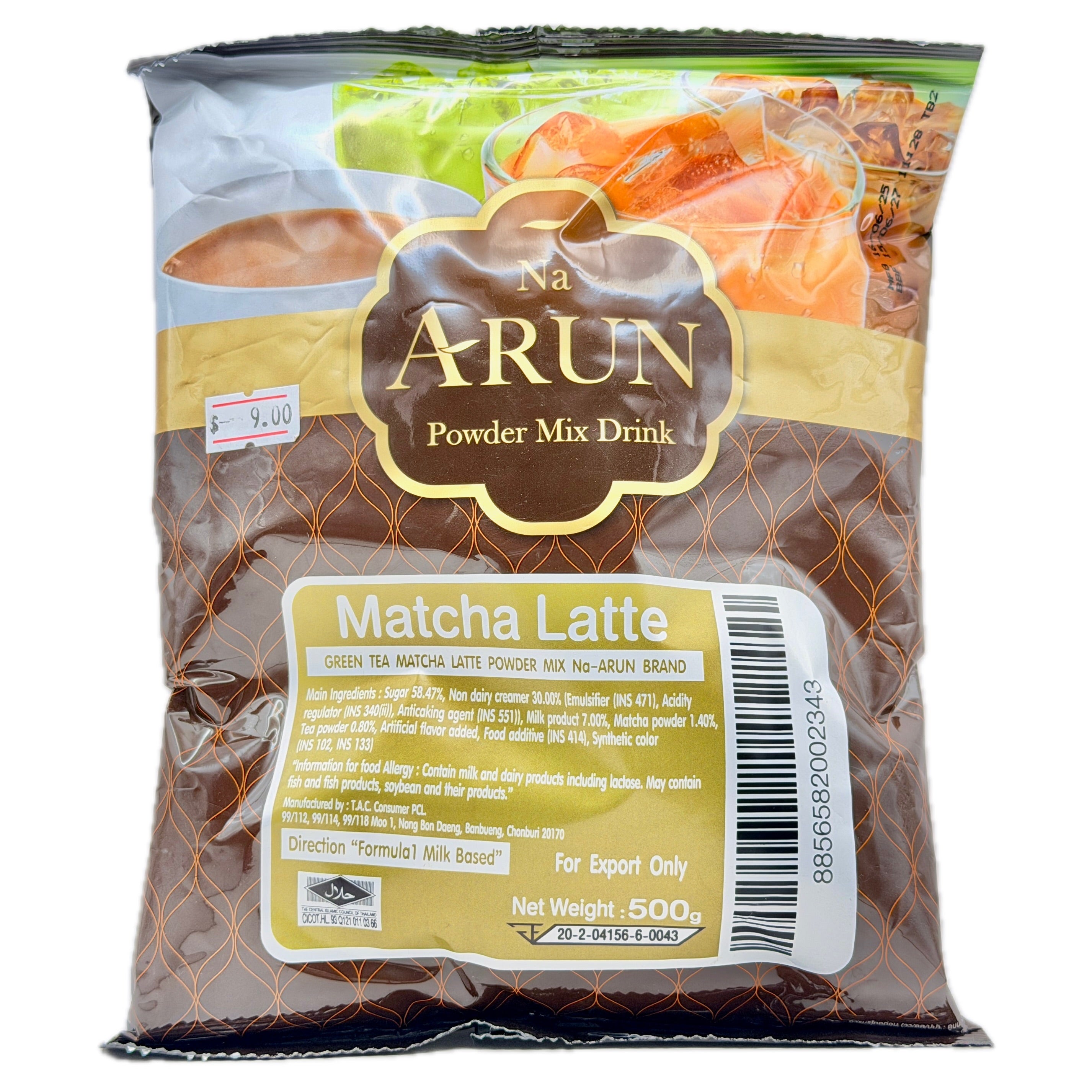 Na-Arun matcha latte powder mix 500g green tea Thai cafe drink
