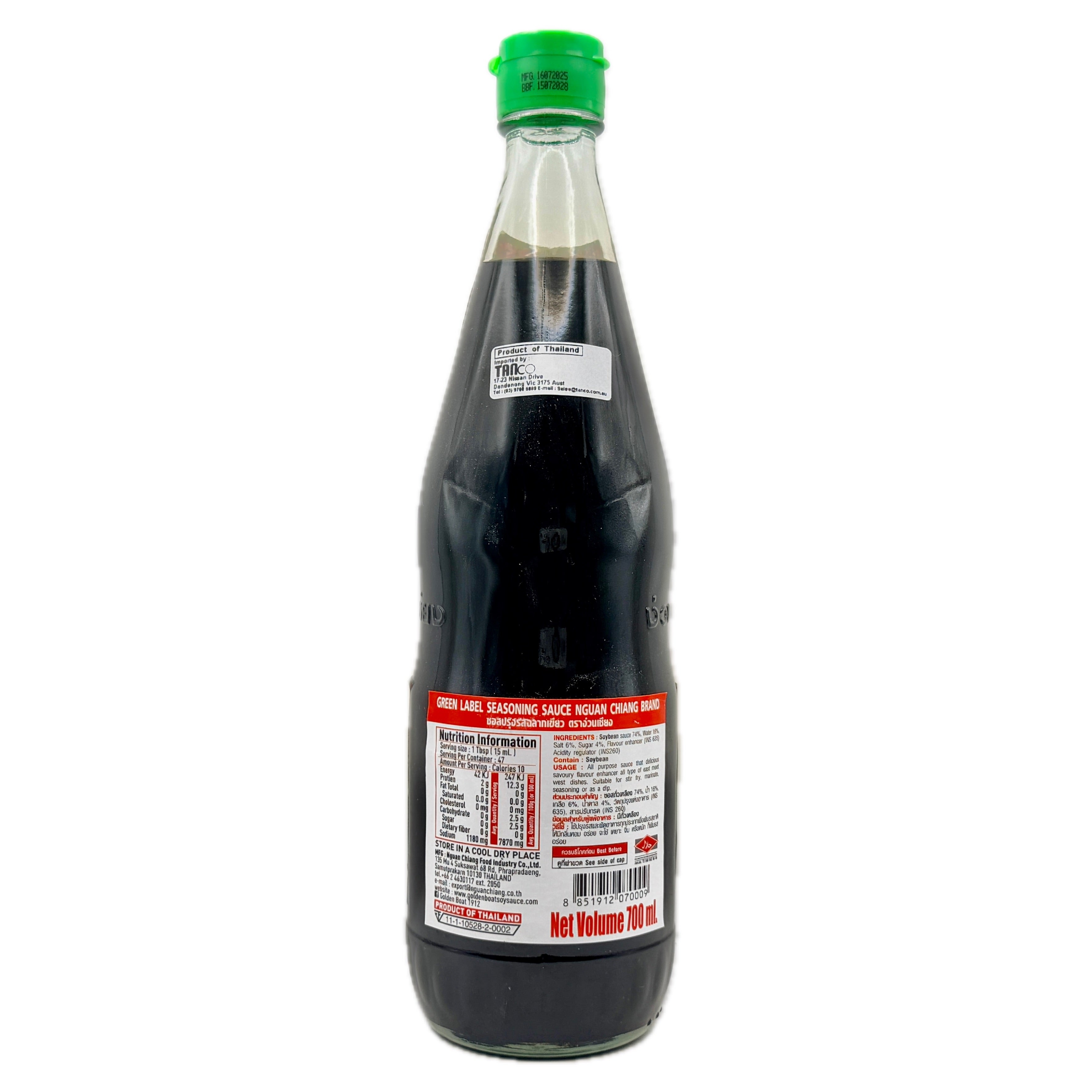 Nguan Chiang Green Label Seasoning Sauce 700ml back nutrition English