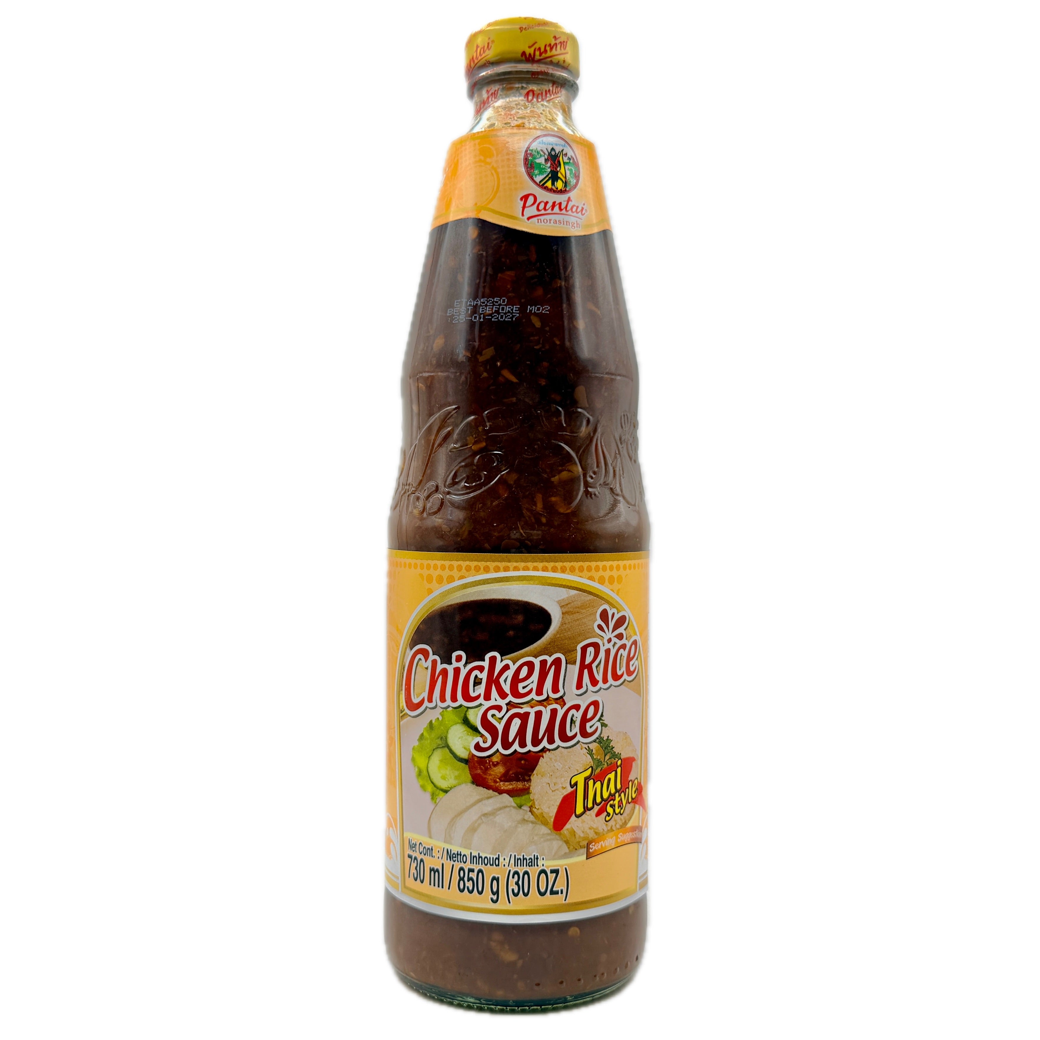 Pantai Norasingh Chicken Rice Sauce 730ml orange label glass bottle front