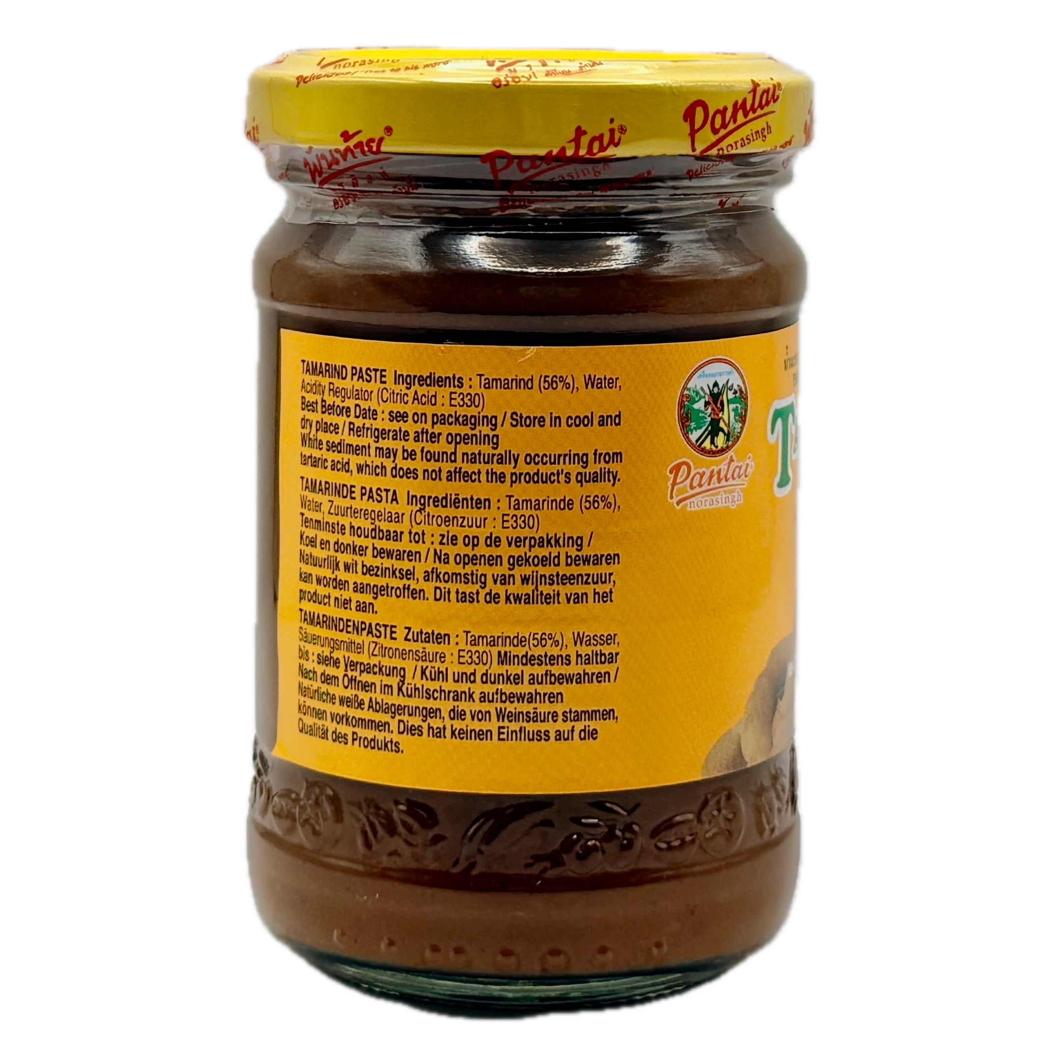 Pantainorasingh Tamarind Paste side label listing ingredients and storage instructions