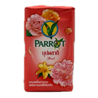 Parrot Floral Soap Bar 70g red packaging with flower designs