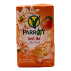 Parrot Lily Peach Soap Bar 70g orange packaging with lily and peach design