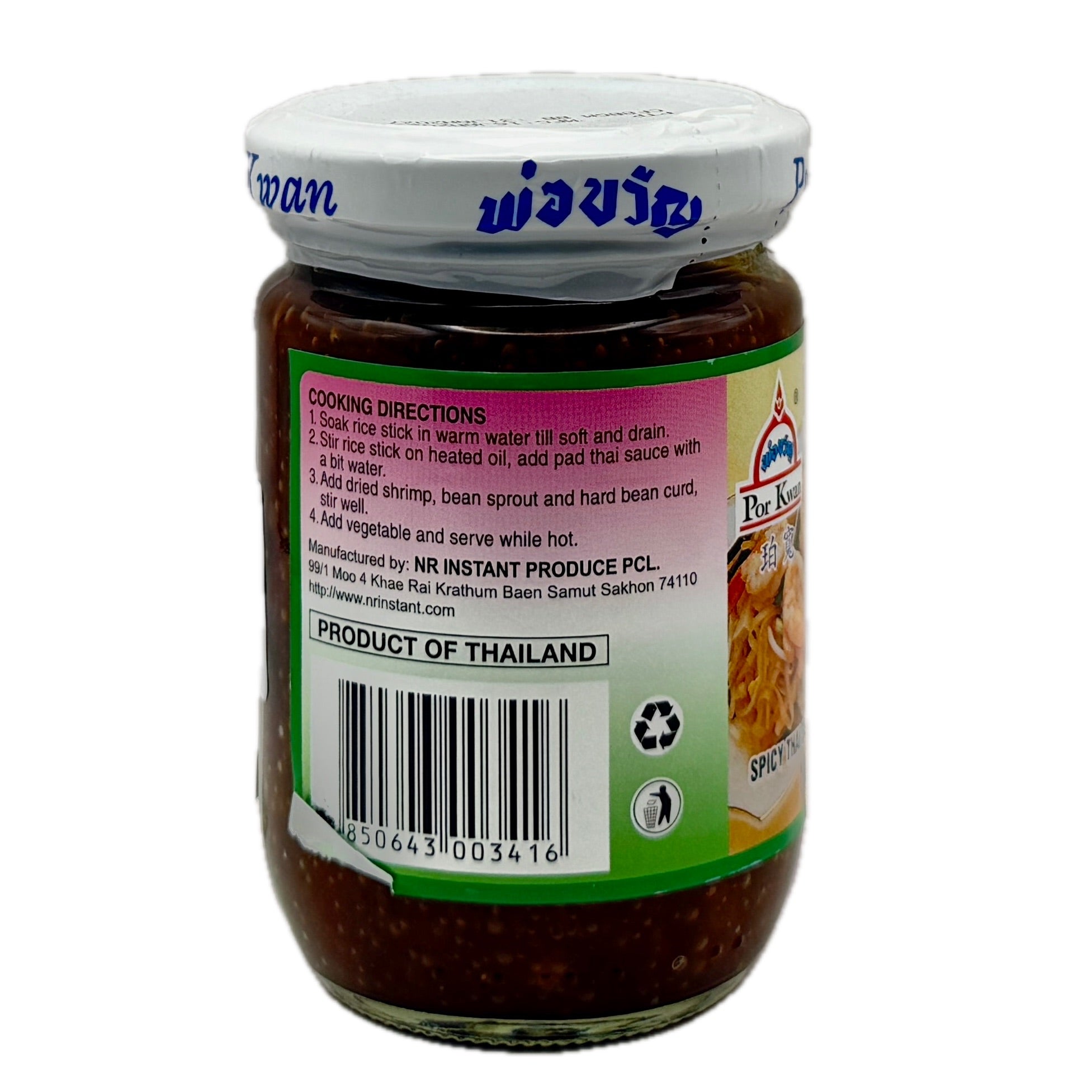 Por Kwan Pad Thai Sauce ingredients side label