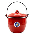 Rabbit Brand Grade A Red Enamelware Pot with lid on white background