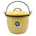 Rabbit Brand Grade A Yellow Enamelware Pot with lid on white background