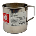 Rocket Thailand brand stainless steel mug 8cm with Thai label on white background
