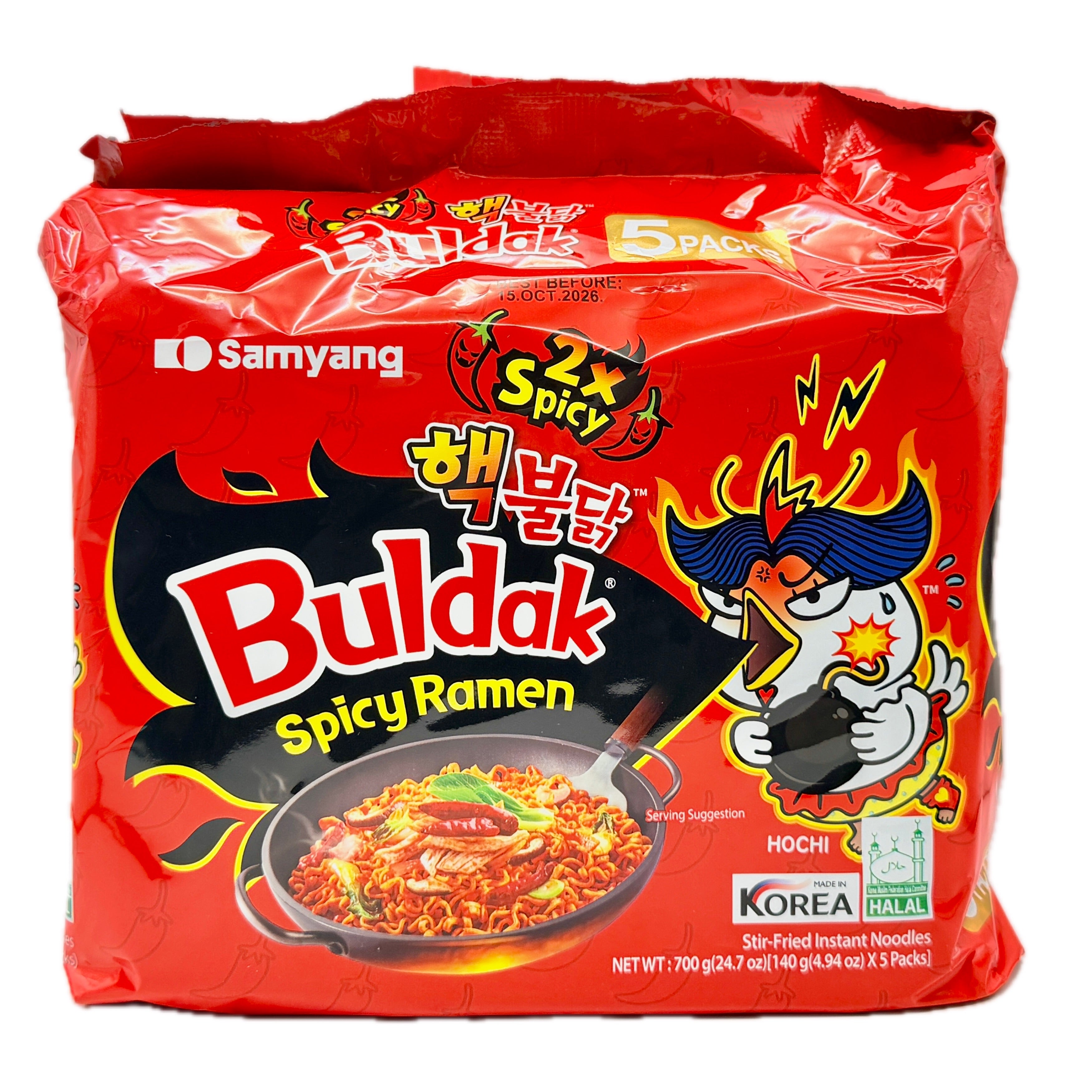 Samyang Buldak 2X Spicy Haek Buldak Ramen 5 Pack 700g red packaging front
