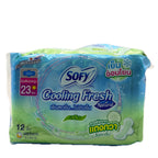 Sofy Cooling Fresh Natural Slim Day Sanitary Pads 23cm 12 Pack blue-green package