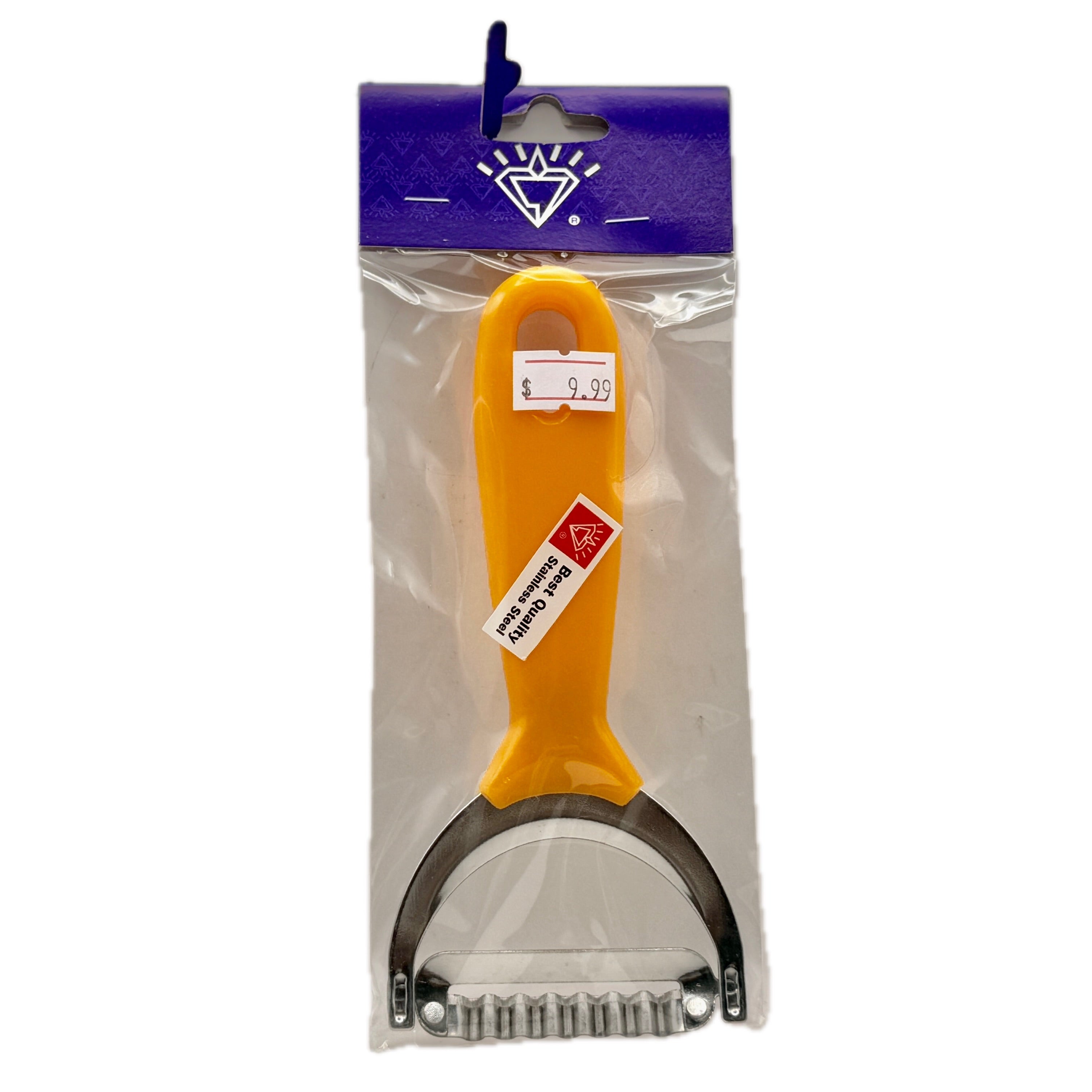 Stainless Steel Crinkle Cut Slicer yellow handle front on white background
