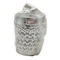 Thai silver embossed aluminium decorative cup with floral patterns in plastic packaging