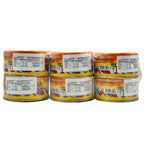 Three Lady Cooks Sardines 6-pack side view showing yellow orange cans with nutrition labels